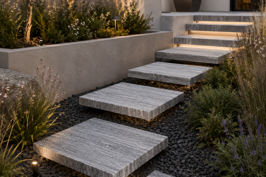 escalier suspendu en gneiss